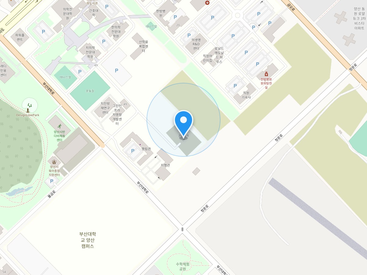 부산대학교 양산캠퍼스 경암공학관 위치 지도
